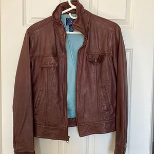 Leather bomber jacket